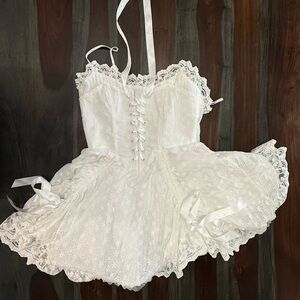 NWOT Sugar thrillz dolls kill dreamy meadow lace up corset dress white sz M